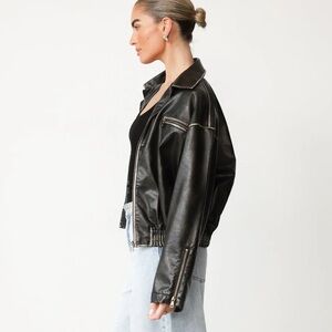 New Charcoal Clothing leather bomber jacket